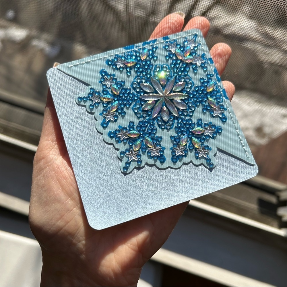 Diamond Art SNOWFLAKE 03 Corner Bookmark, Blue, White, Sparkly, Bling